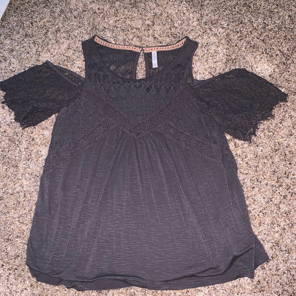 Gray Cold Shoulder Top